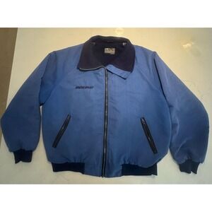 Vintage Boeing Jacket Mens Large Blue Polarfleece Lined Bomber Zip Insulated